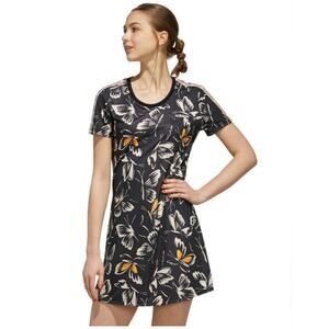 FARM Rio Black Floral Mini Dress with Orange Accents